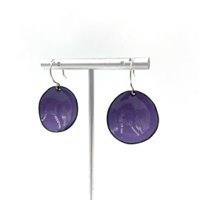 Purple Enamel Large Short Flower Cup Earrings