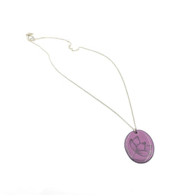Dark Pink Enamel Lotus 'Doodle' Necklace