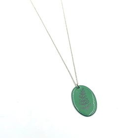 Sea Glass Green Enamel Fern 'Doodle' Necklace