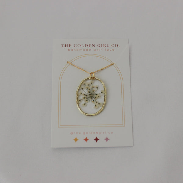 Queen Anne's Lace Oval Necklace